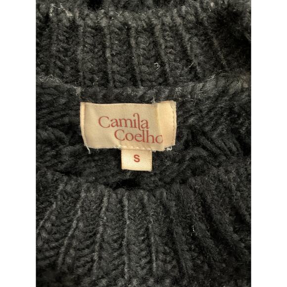 Camila Coelho 'Inez' Black Open Cable Sweater Size S - Picture 4 of 5